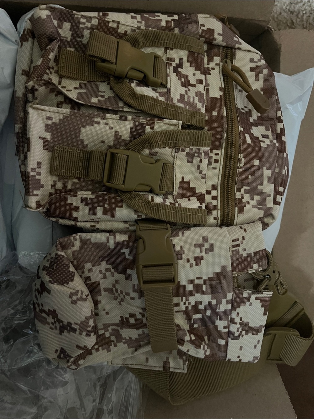 Camouflage Tactical Waist Bag - Brown/Cream
